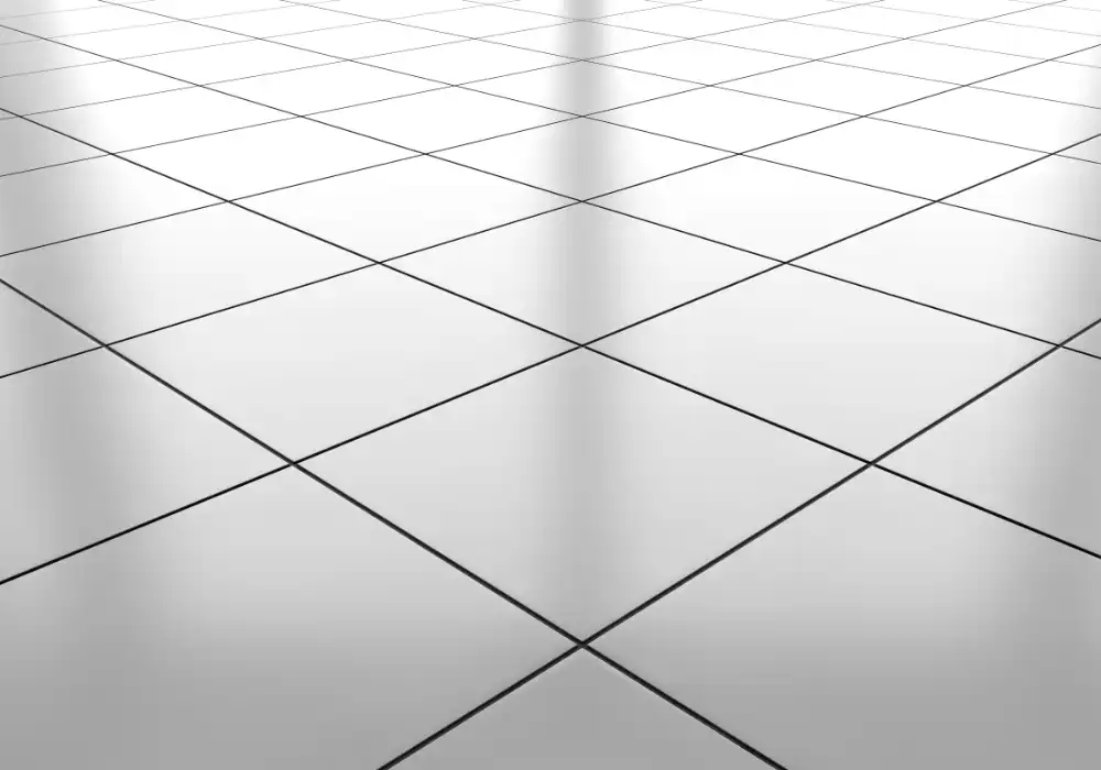 Detailed view of grout cleaning between tiles on a Swansea kitchen floor